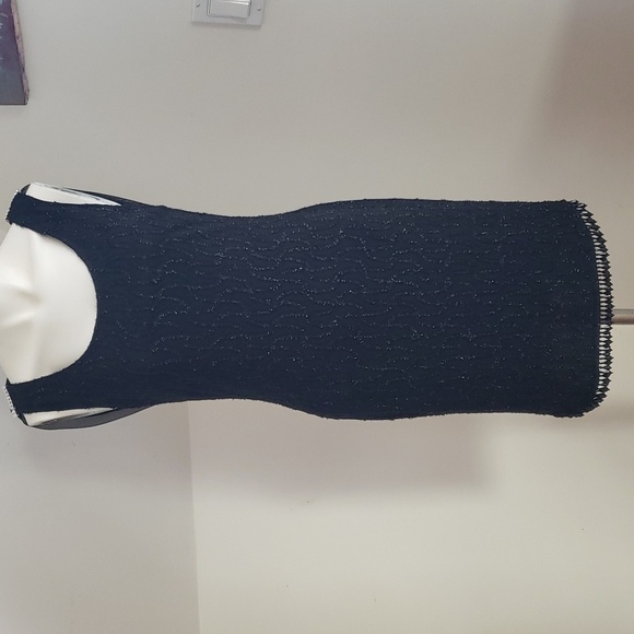 Amanda Taylor Vintage Black Beaded Sleeveless Deep Back Shawled Dress Sz 6 - Picture 4 of 16